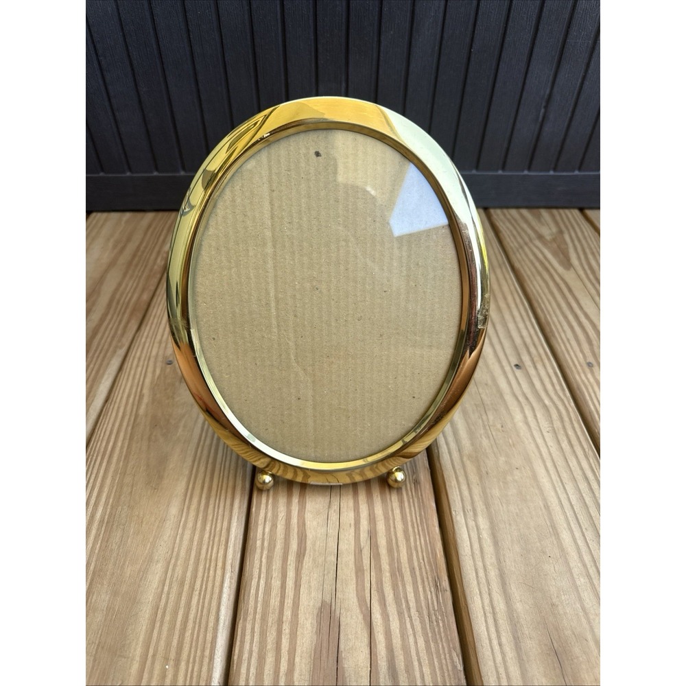 Vintage Oval Gold Tone Footed Picture Frame 10x8 Pressure Closure